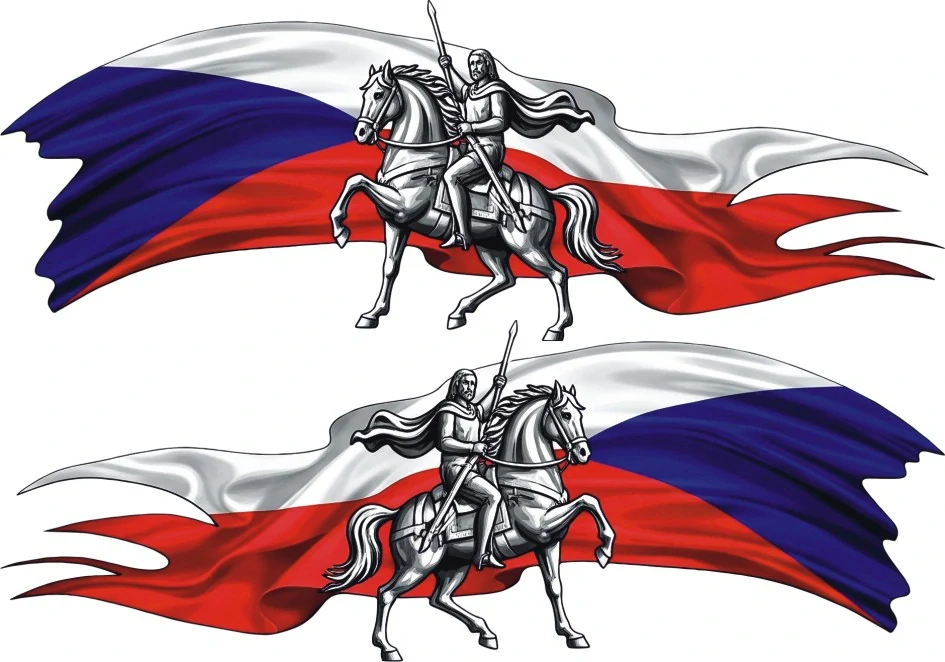 Svatý Václav s českou vlajkou sada 2ks