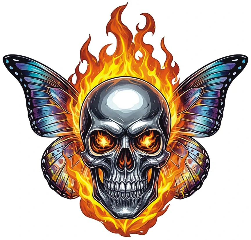 samolepka Flaming Skull Moth