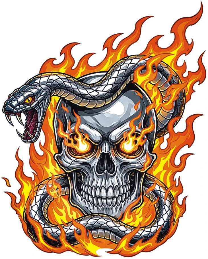 samolepka Fire Snake Skull