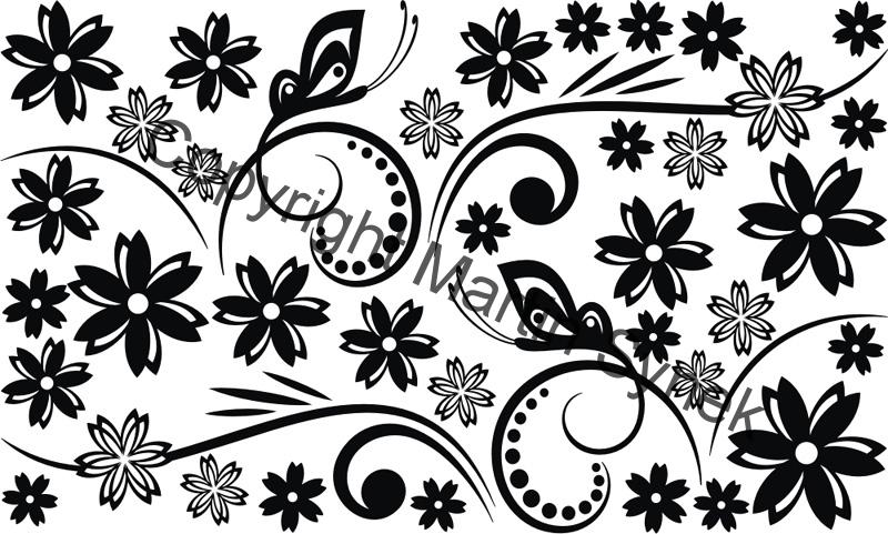 samolepka na nábytek kytky a motýli