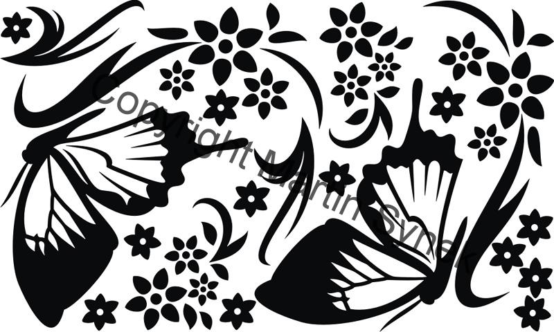 samolepka na nábytek kytky a motýli