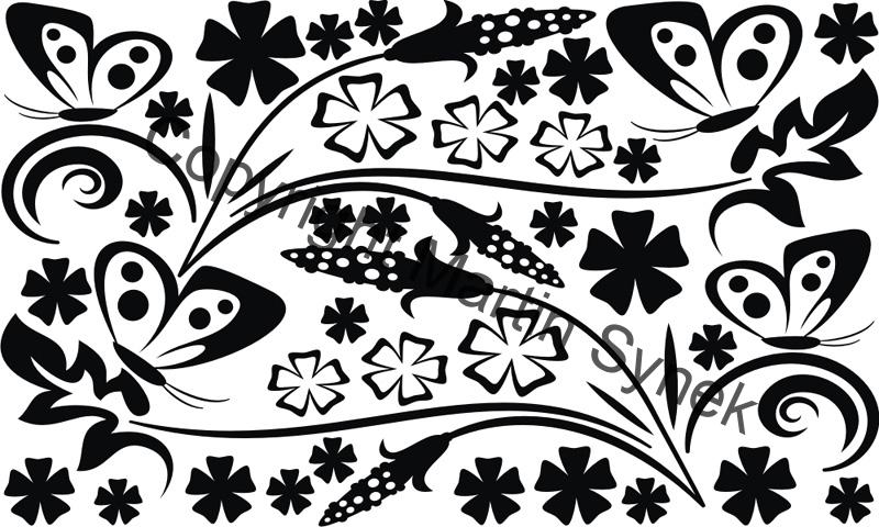 samolepka na nábytek kytky a motýli