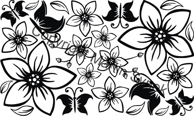 samolepka na nábytek kytky a motýli