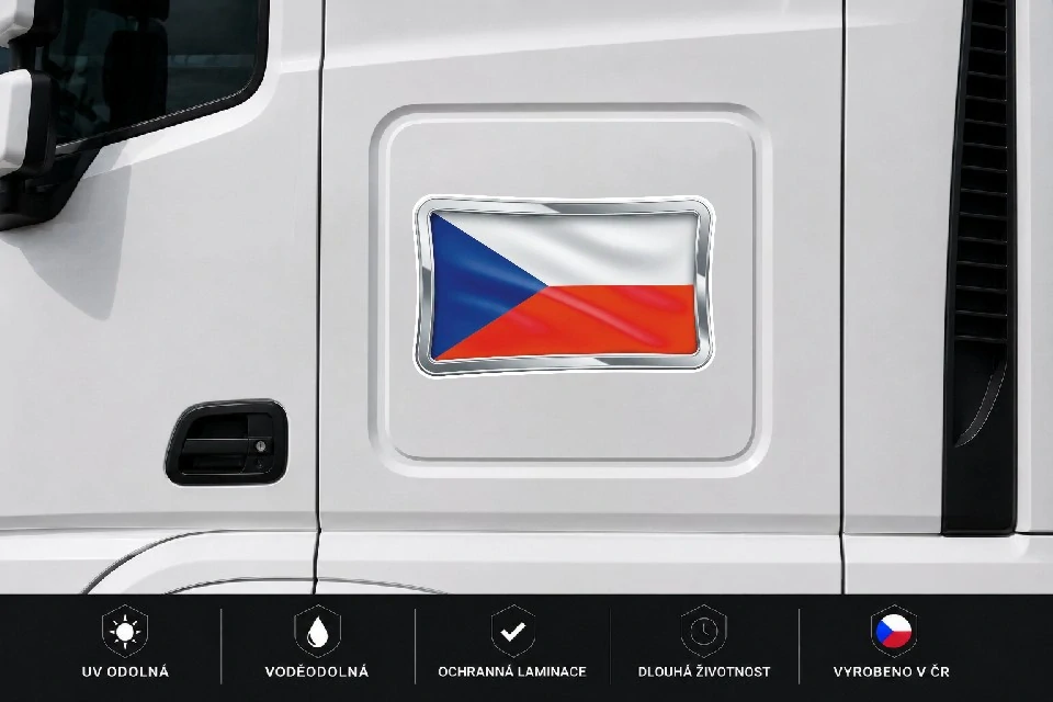 Česká vlajka v chromovaném rámečku
