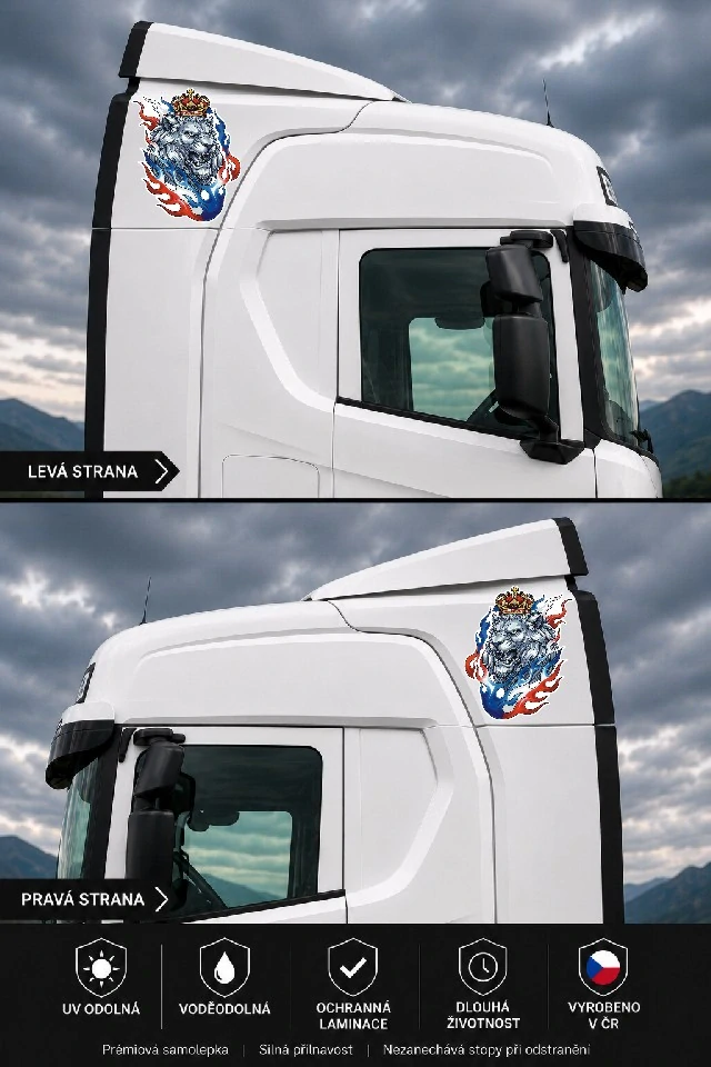 Český lev v barvách české vlajky sada 2ks