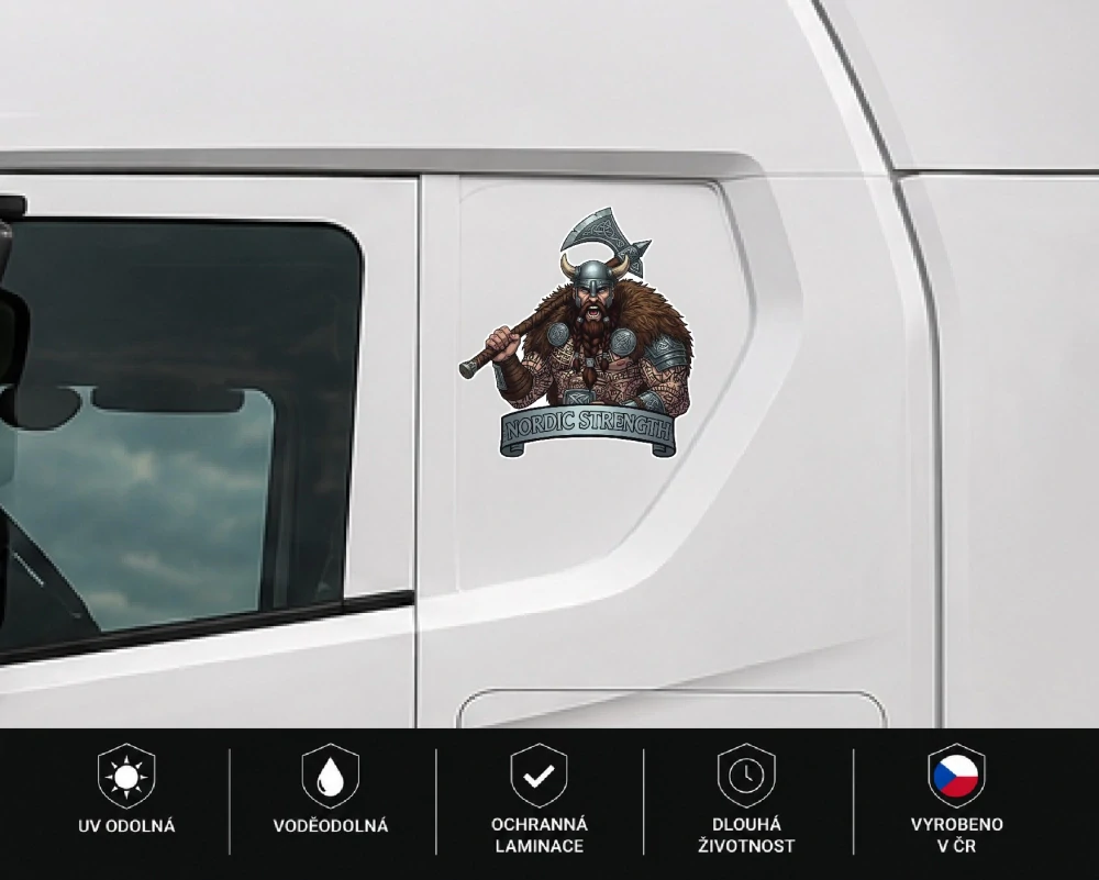 samolepka vikingský válečník se sekerou