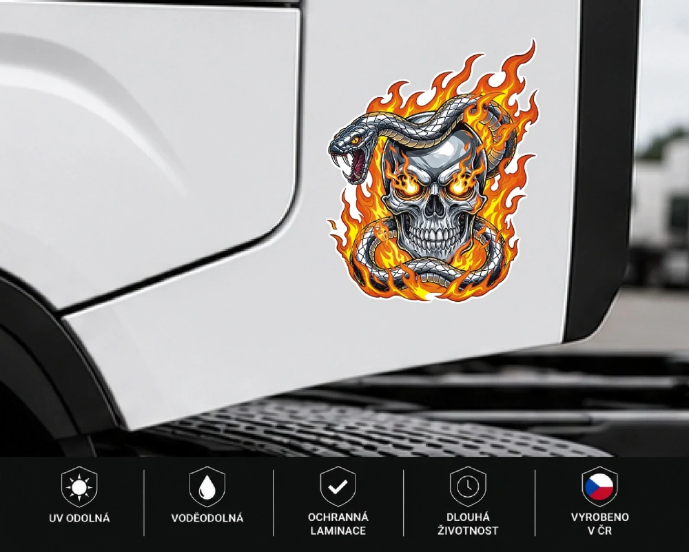 samolepka Fire Snake Skull