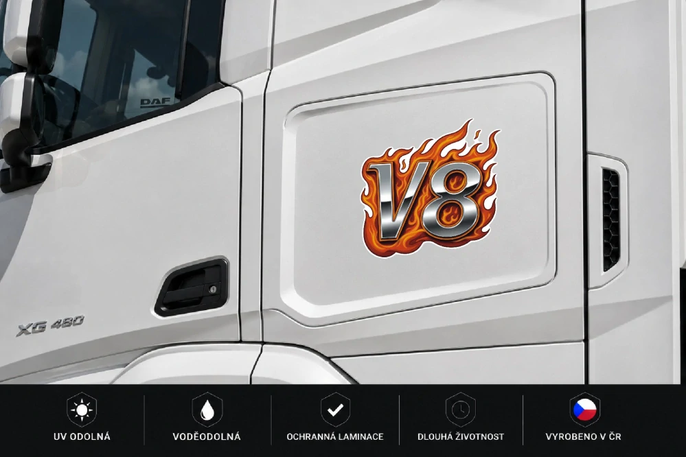 samolepka V8 Flames