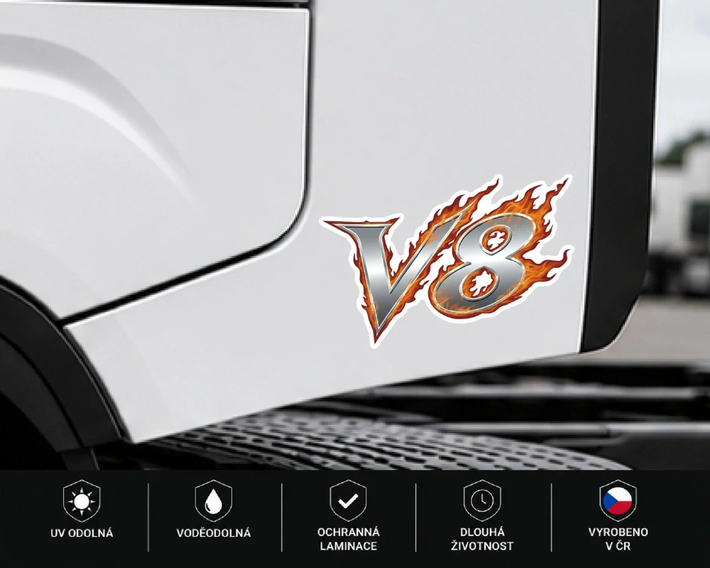 samolepka V8 Flames