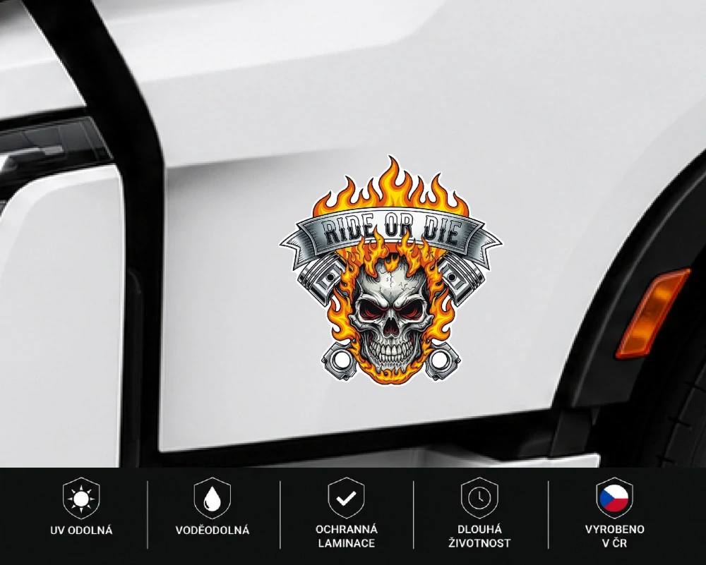 samolepka Ride or Die Skull