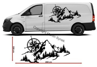 Samolepka hory s kompasem