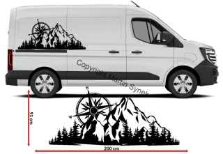 Samolepka hory s kompasem