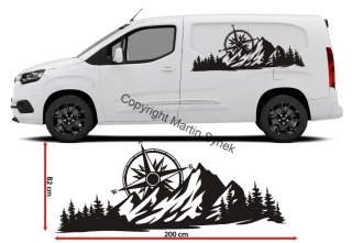 Samolepka hory s kompasem