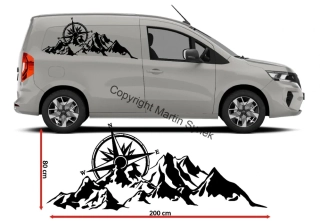 Samolepka hory s kompasem