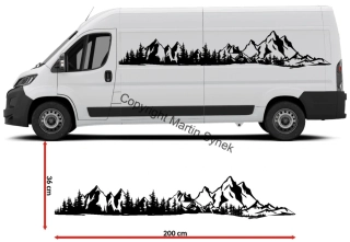Samolepka hory na karavan