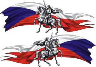Svatý Václav s českou vlajkou sada 2ks