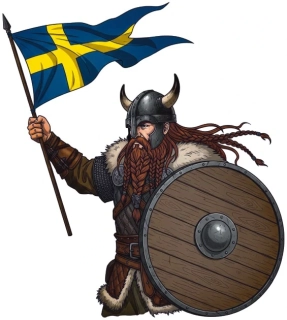 Viking Sweden – vikingský bojovník samolepka