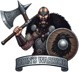 samolepka vikingský válečník s havranem