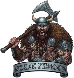 samolepka vikingský válečník se sekerou