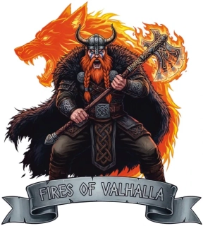 samolepka vikingský válečník s ohnivým vlkem