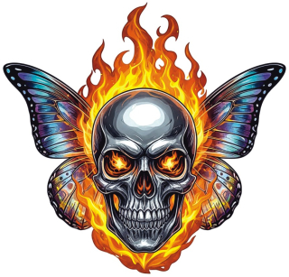 samolepka Flaming Skull Moth