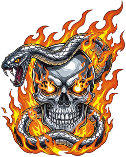 samolepka Fire Snake Skull