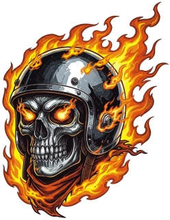 samolepka Flaming Rider Skull